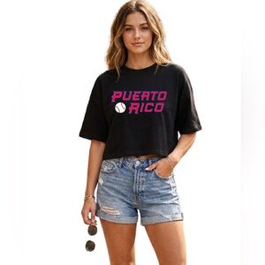 Puerto Rico Baseball Graphic Crop Tee